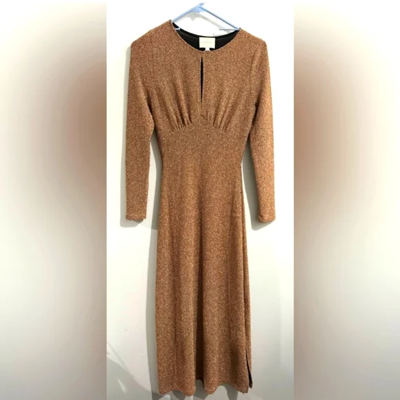 Sézane holiday gold bodycon dress M - Picture 2 of 8